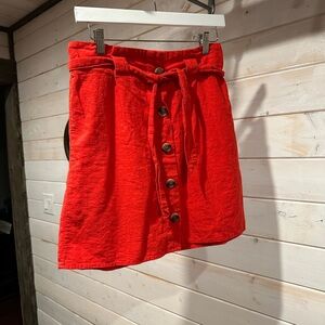 Derek Heart | 100% Cotton Red Button Front Skirt